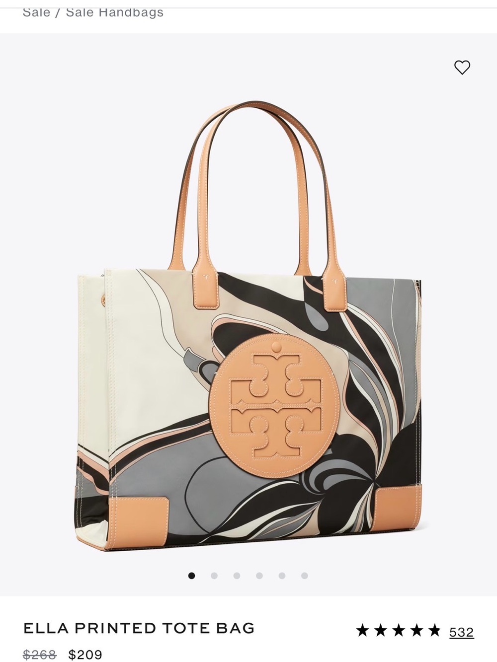 Tory Burch Ella tote ~ neutral tulip swirl pattern - excellent condition - Picture 2 of 5